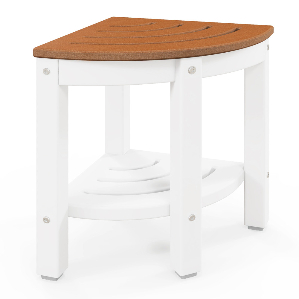 Heavy Duty Corner Shower Bench with Storage Non-Slip Bathroom Safety Stool for Seniors & Adaptive Equipment