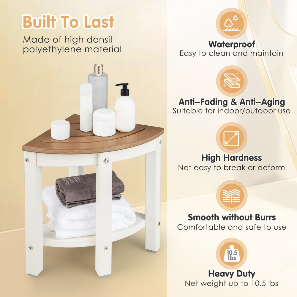 Heavy Duty Corner Shower Bench with Storage Non-Slip Bathroom Safety Stool for Seniors & Adaptive Equipment