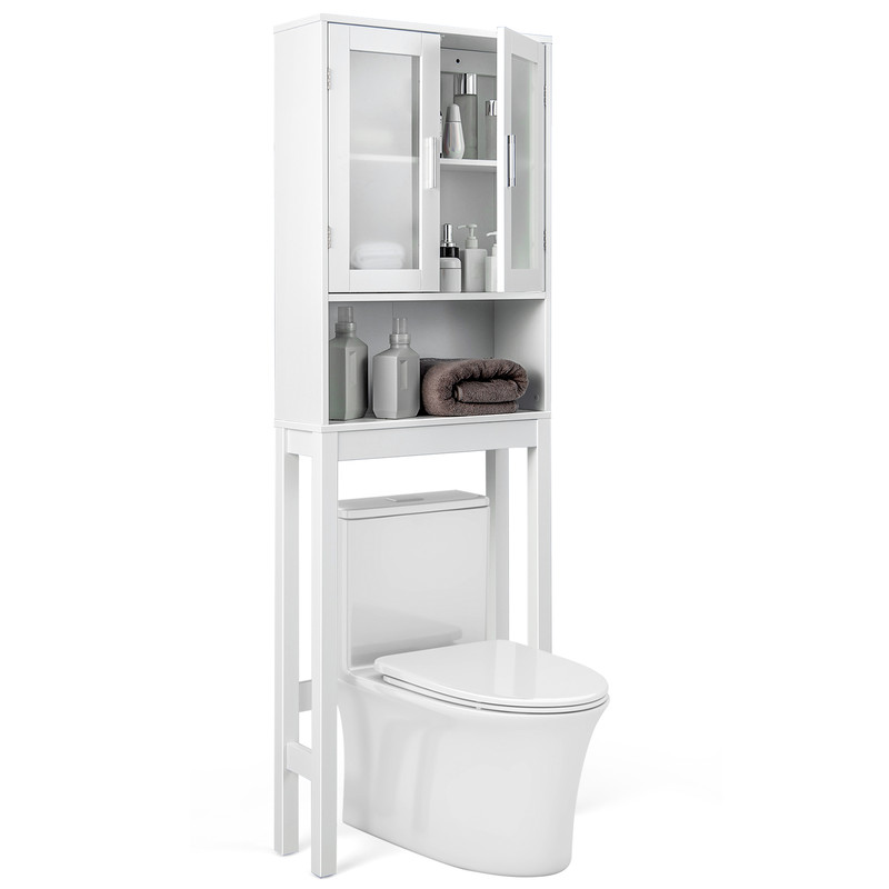 Over the Toilet Bathroom Storage Cabinet with Adjustable Shelf Space-Saving Organizer