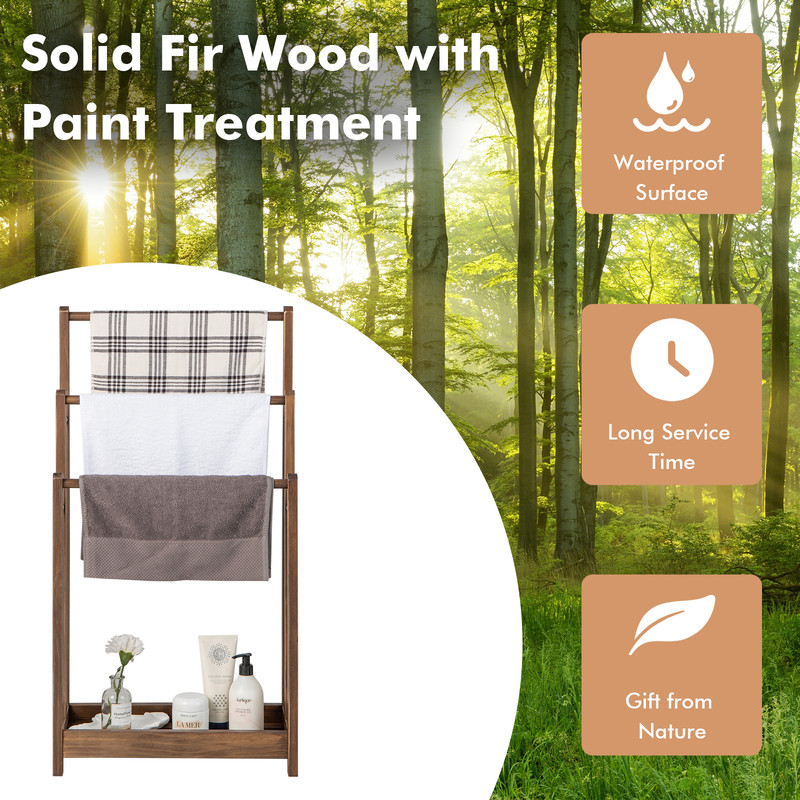 Freestanding Towel Rack 3 Bar Hand Towel Drying Stand with Bottom Storage Shelf