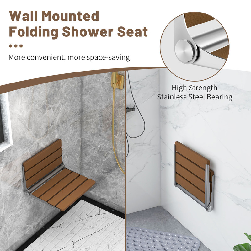 Wall Mounted Foldable Bench Waterproof Bathroom Storage & Space-Saving Seat