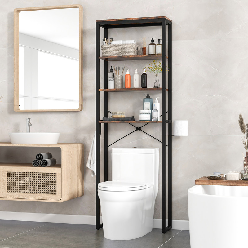 Over the Toilet Storage Rack 4-Tier Space-Saving Bathroom Organizer for Small Apartments