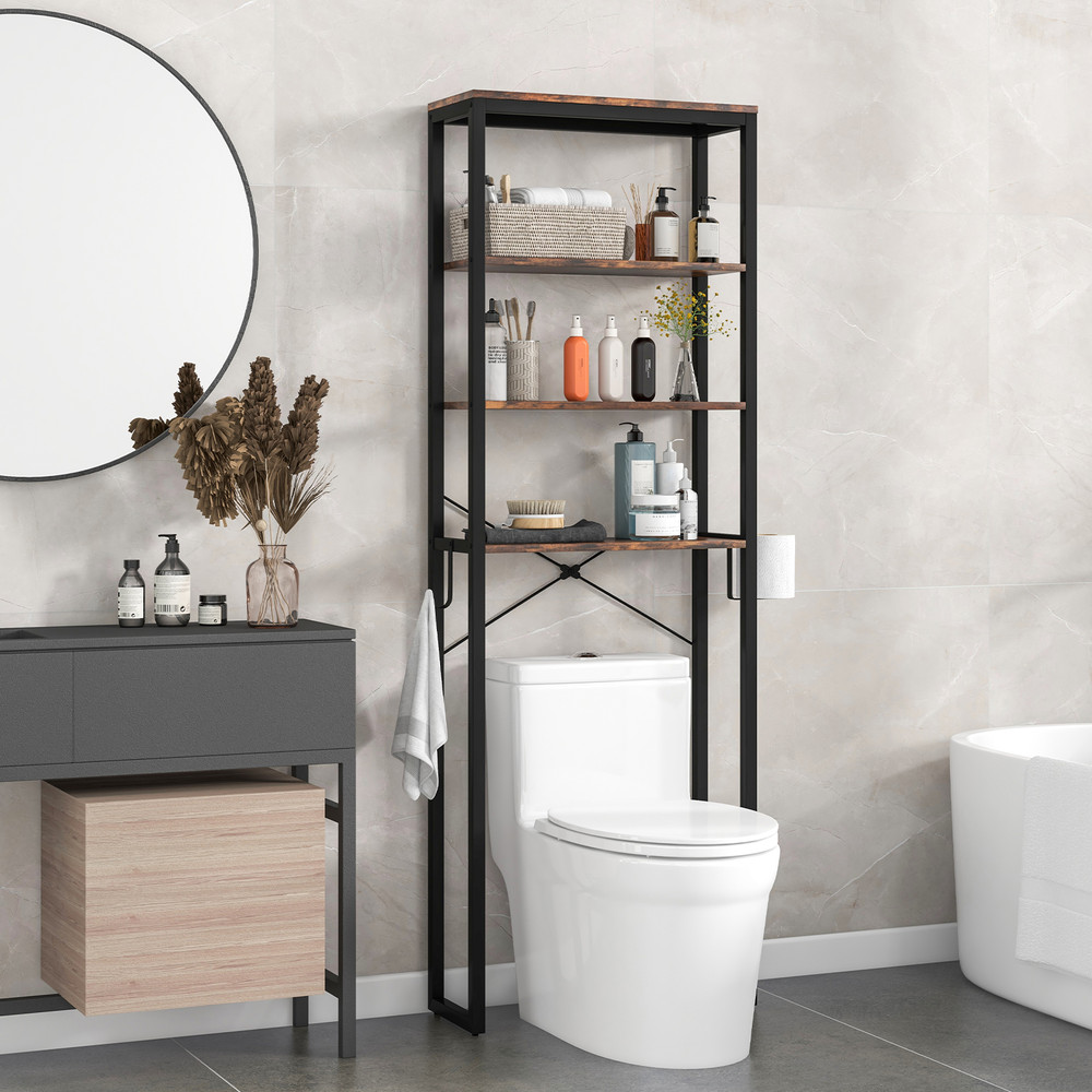 Over the Toilet Storage Rack 4-Tier Space-Saving Bathroom Organizer for Small Apartments