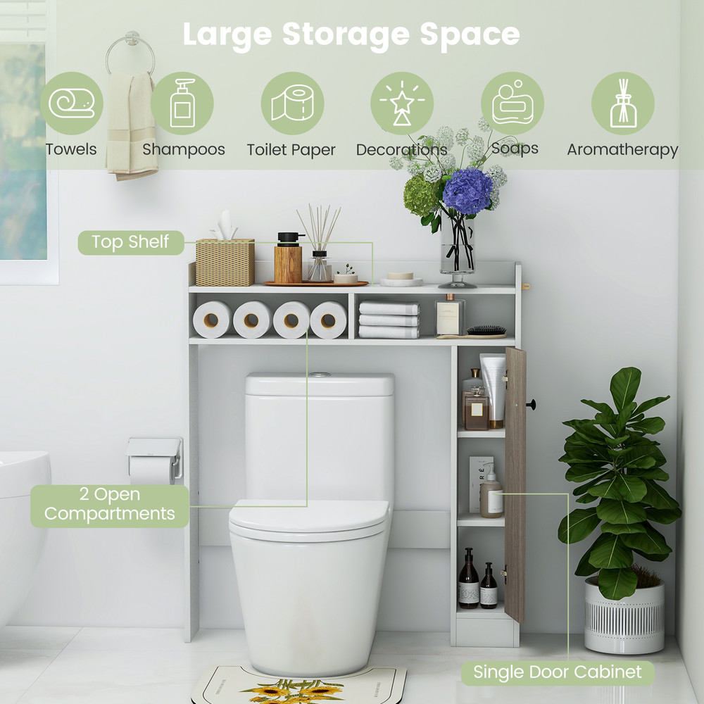 Over The Toilet Storage Organizer Space-Saving Bathroom Upgrade with Adjustable Shelves