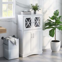 modern free-standing storage cabinet adjustable shelves for bathroom organization & home storage