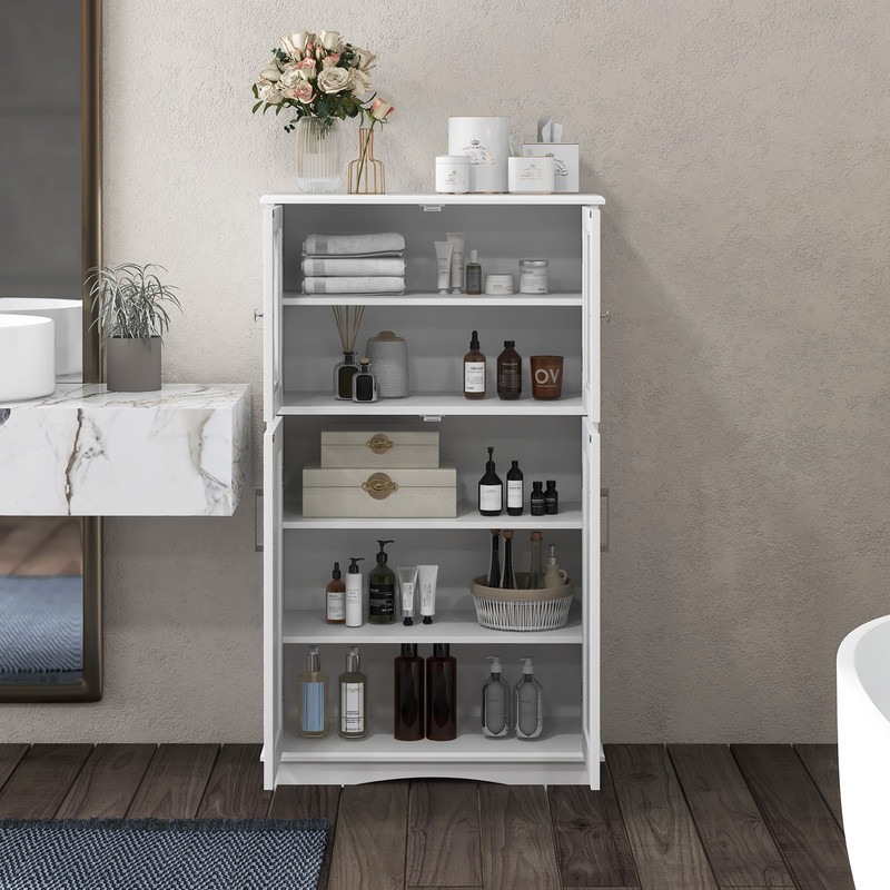 Modern Free-Standing Storage Cabinet Adjustable Shelves for Bathroom Organization & Home Storage