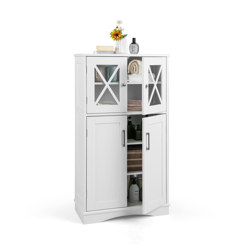 Modern Free-Standing Storage Cabinet Adjustable Shelves for Bathroom Organization & Home Storage