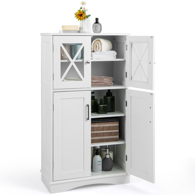 Modern Free-Standing Storage Cabinet Adjustable Shelves for Bathroom Organization & Home Storage