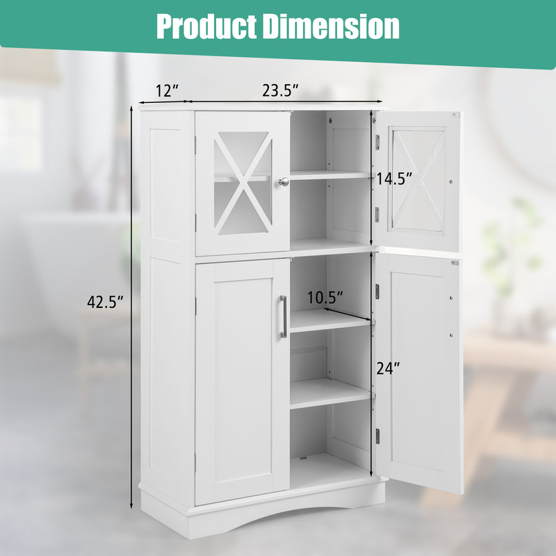 Modern Free-Standing Storage Cabinet Adjustable Shelves for Bathroom Organization & Home Storage