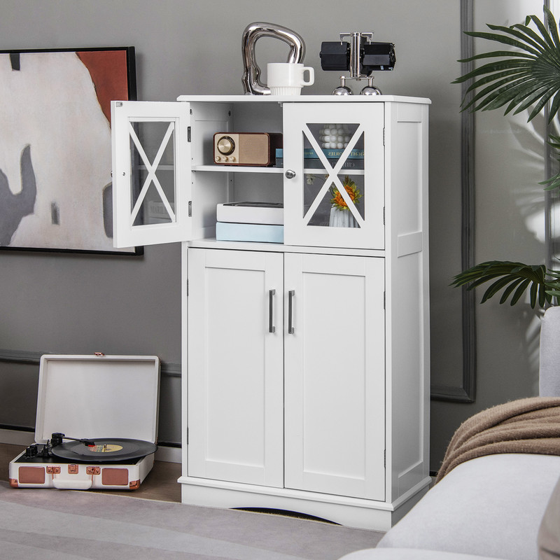 Modern Free-Standing Storage Cabinet Adjustable Shelves for Bathroom Organization & Home Storage