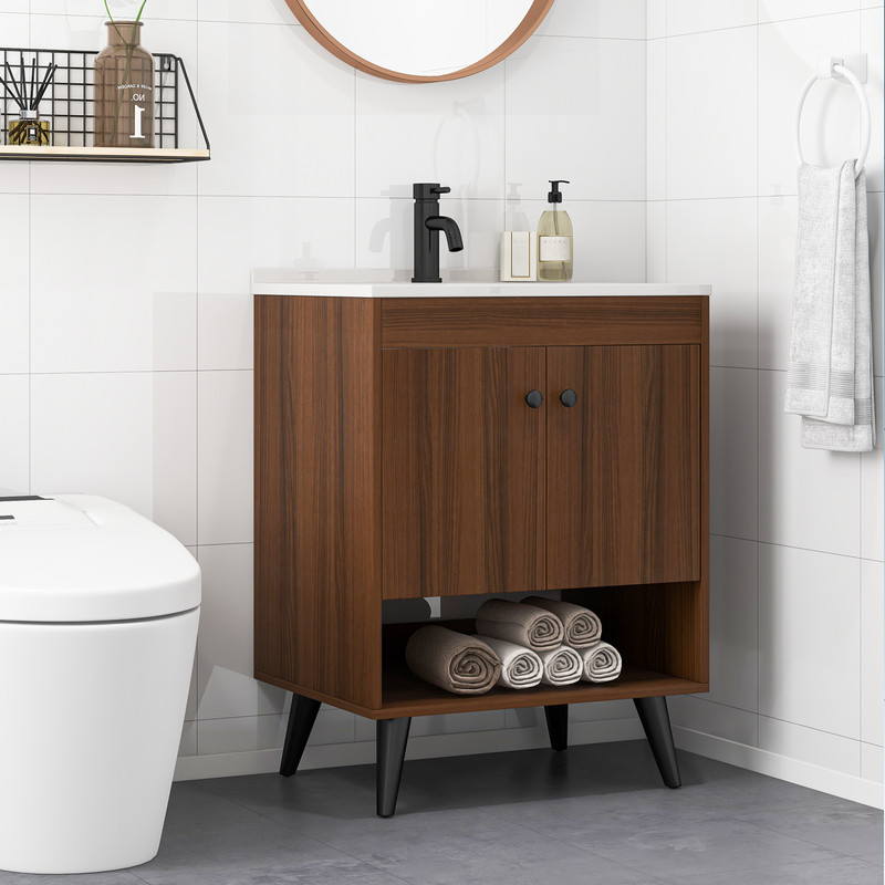 Bathroom Vanity with Sink & Storage Elegant Wooden Cabinet for Bathroom Upgrade