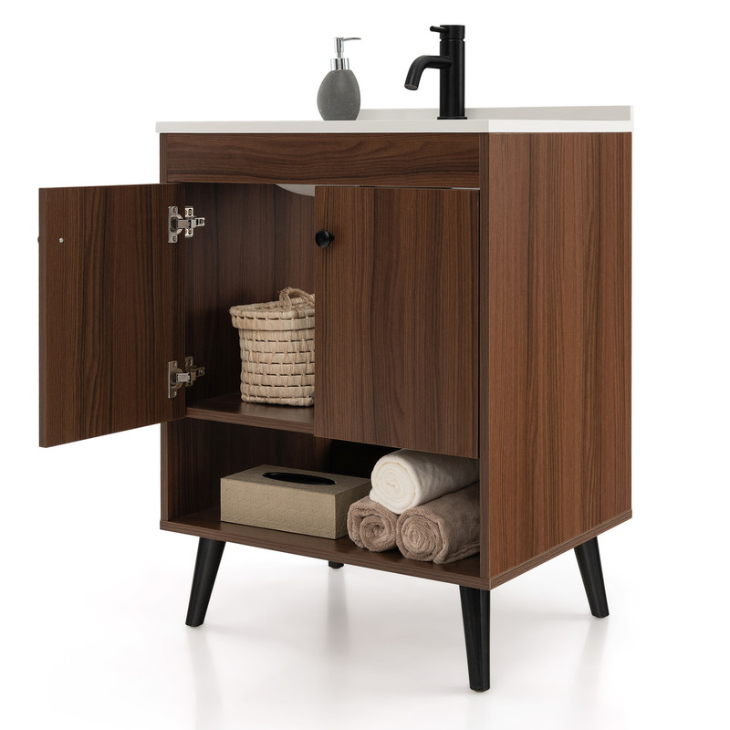 Bathroom Vanity with Sink & Storage Elegant Wooden Cabinet for Bathroom Upgrade
