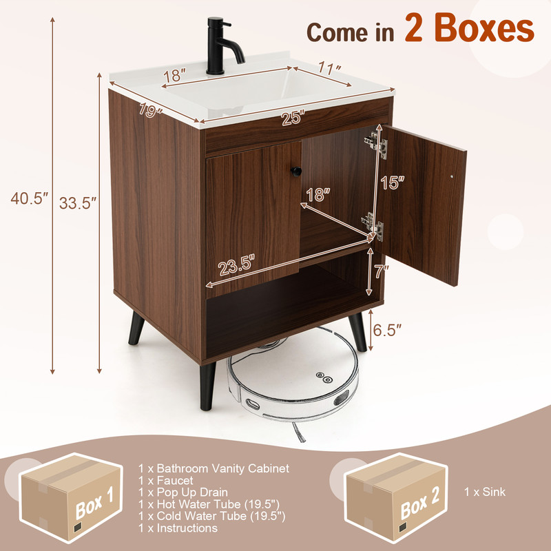 Bathroom Vanity with Sink & Storage Elegant Wooden Cabinet for Bathroom Upgrade