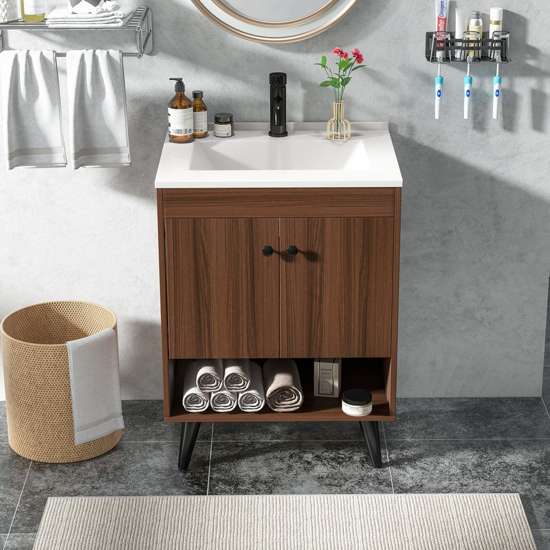 Bathroom Vanity with Sink & Storage Elegant Wooden Cabinet for Bathroom Upgrade