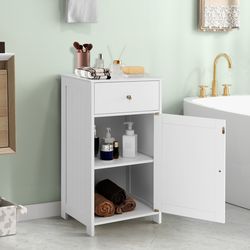 single door bathroom cabinet with drawer adjustable shelf storage for apartment living & bathroom upgrade