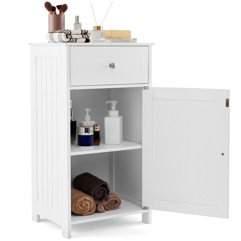 Single Door Bathroom Cabinet with Drawer Adjustable Shelf Storage for Apartment Living & Bathroom Upgrade