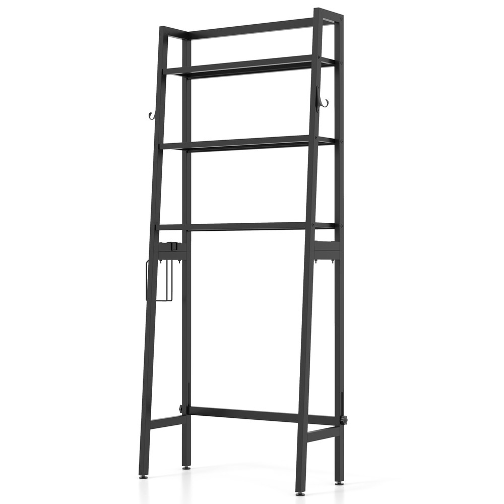 3 Tier Over Toilet Storage Shelf with Adjustable Bottom Bar Space-Saving Bathroom Organizer