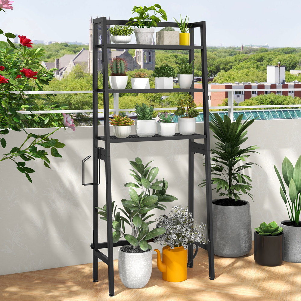 3 Tier Over Toilet Storage Shelf with Adjustable Bottom Bar Space-Saving Bathroom Organizer