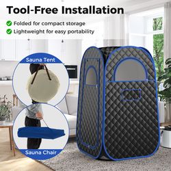 full-body personal sauna tent with 1000w 3l steam generator, portable home spa for relaxation & detox