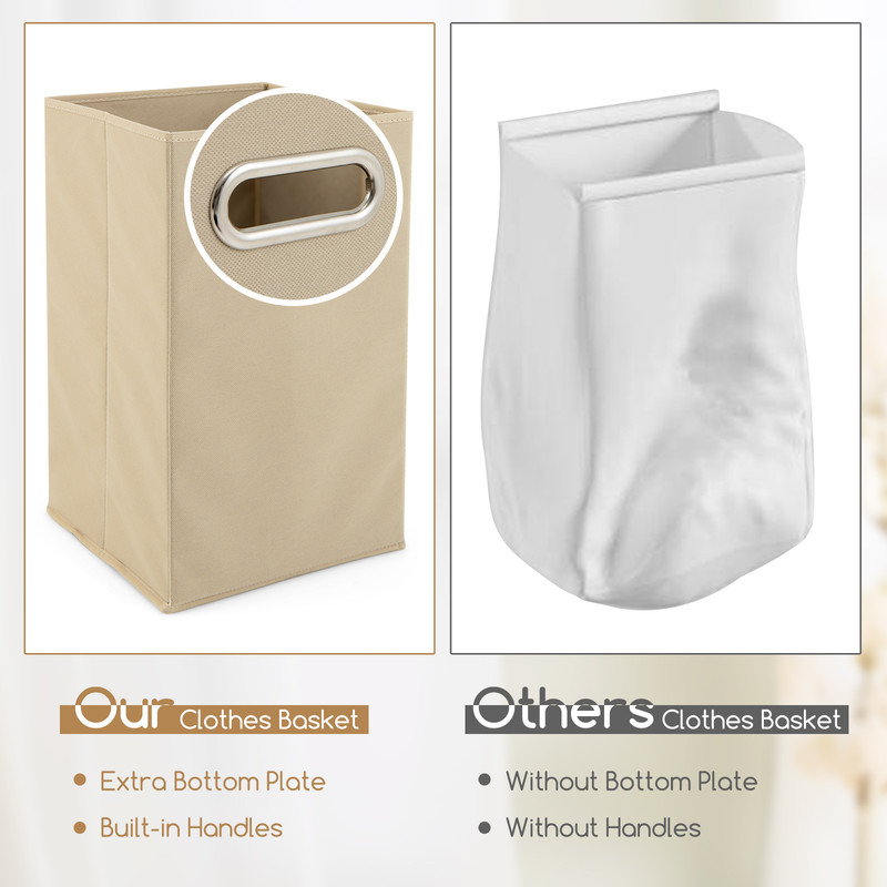 3-Tier Tilt-Out Laundry Hamper with Storage Shelves for Laundry Room, Natural & White