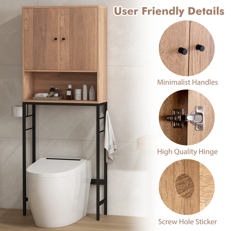 Over the Toilet Storage Cabinet with 2 Doors & Adjustable Shelf Space Saving Bathroom Organizer