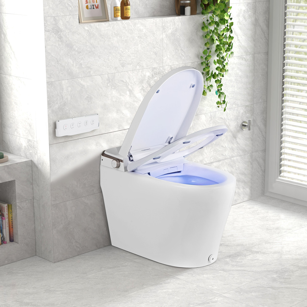 Smart Bidet Toilet, Adjustable Heated Seat, Auto Open Lid & Multi Functional Wash (Elongated Bowl)