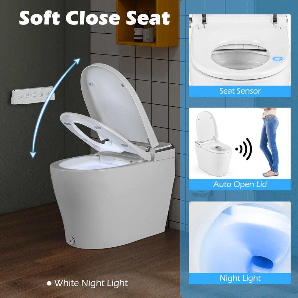 Smart Bidet Toilet, Adjustable Heated Seat, Auto Open Lid & Multi Functional Wash (Elongated Bowl)