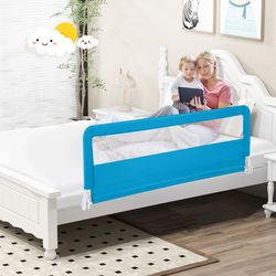 toddler bed rail guard, 59 foldable, universal fit for twin queen beds