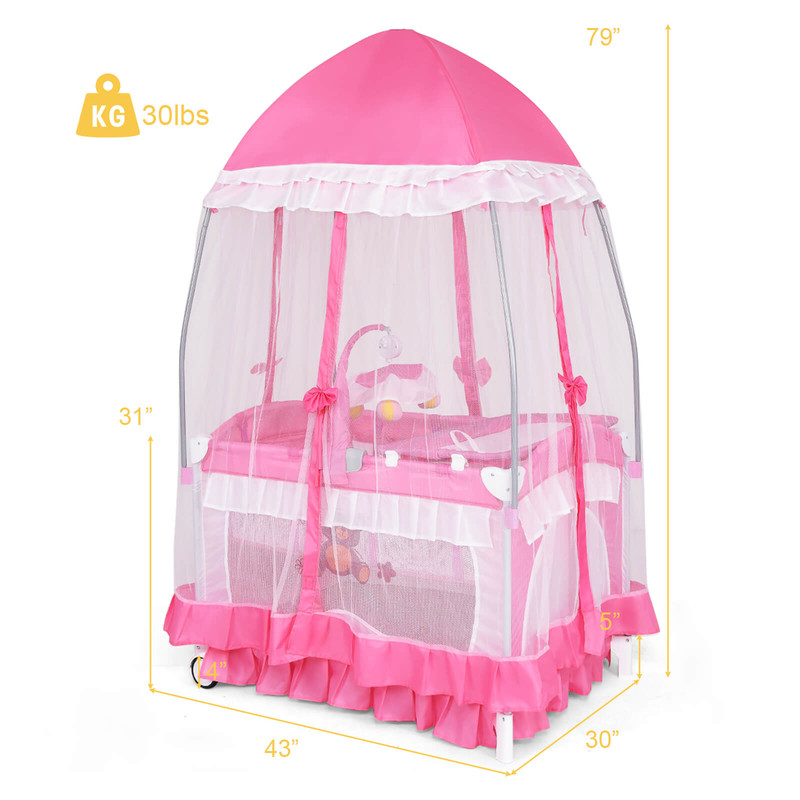 4 in 1 Portable Baby Playard with Carry Bag, Foldable Playpen, Bassinet & Diaper Changer