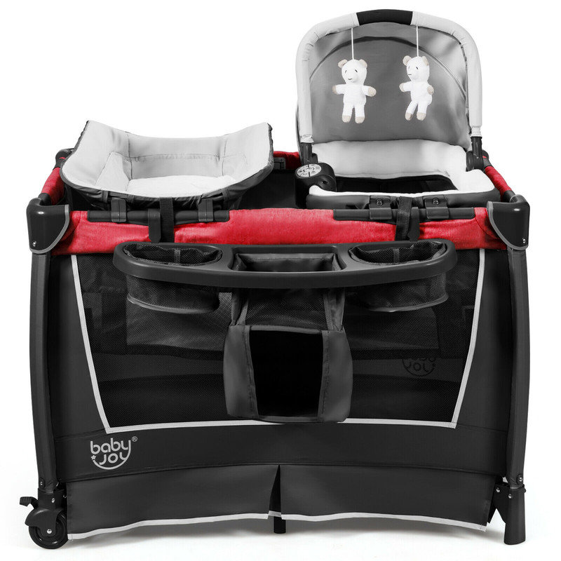 4 In 1 Convertible Portable Baby Play Yard With Toys Music Player MultiFunctional Crib Playpen Di 2