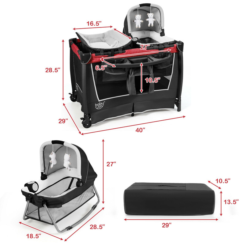 4 In 1 Convertible Portable Baby Play Yard With Toys Music Player MultiFunctional Crib Playpen Di 3