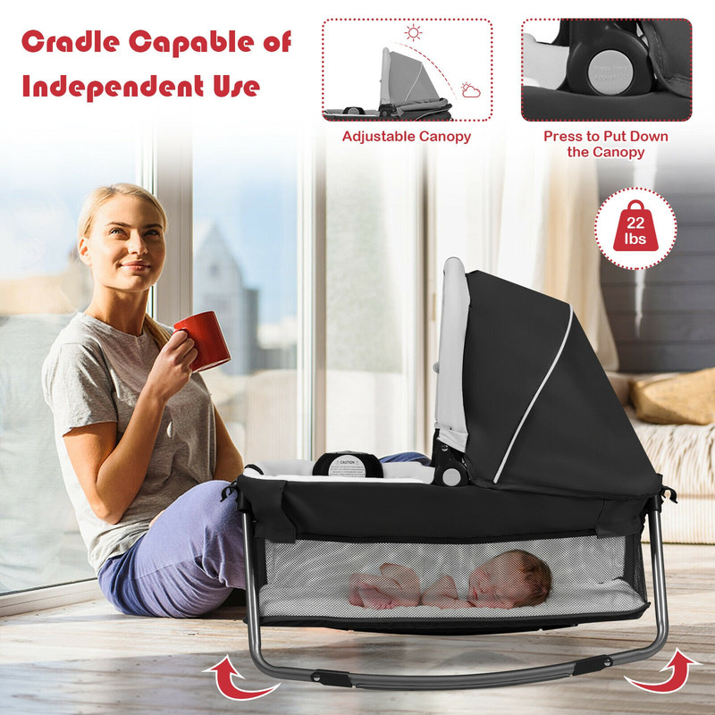 4 In 1 Convertible Portable Baby Play Yard With Toys Music Player MultiFunctional Crib Playpen Di 7