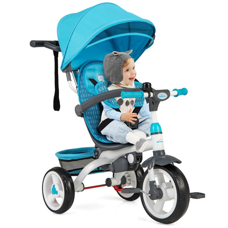 5-in-1 Detachable Baby Stroller Tricycle with Round Canopy
