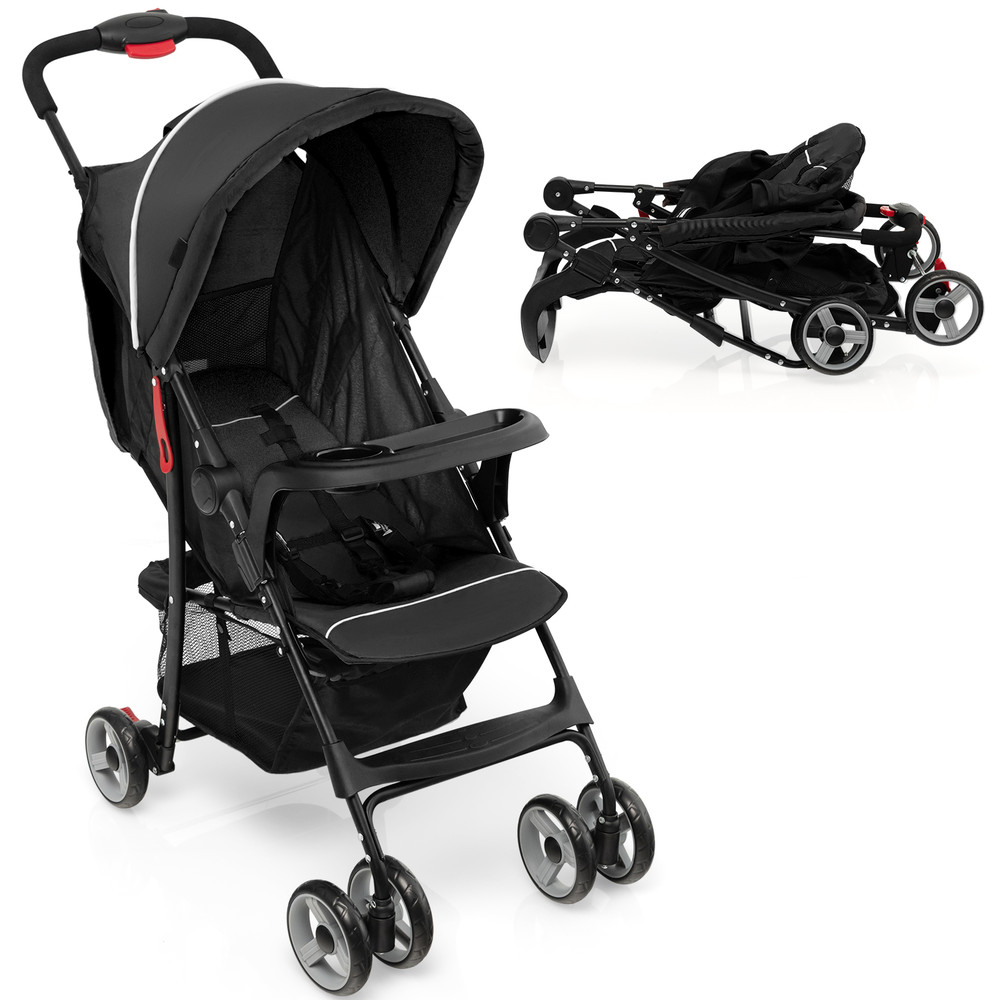 Toddler Travel Stroller for Airplane with Canopy & Adjustable Backrest, Lightweight & Compact