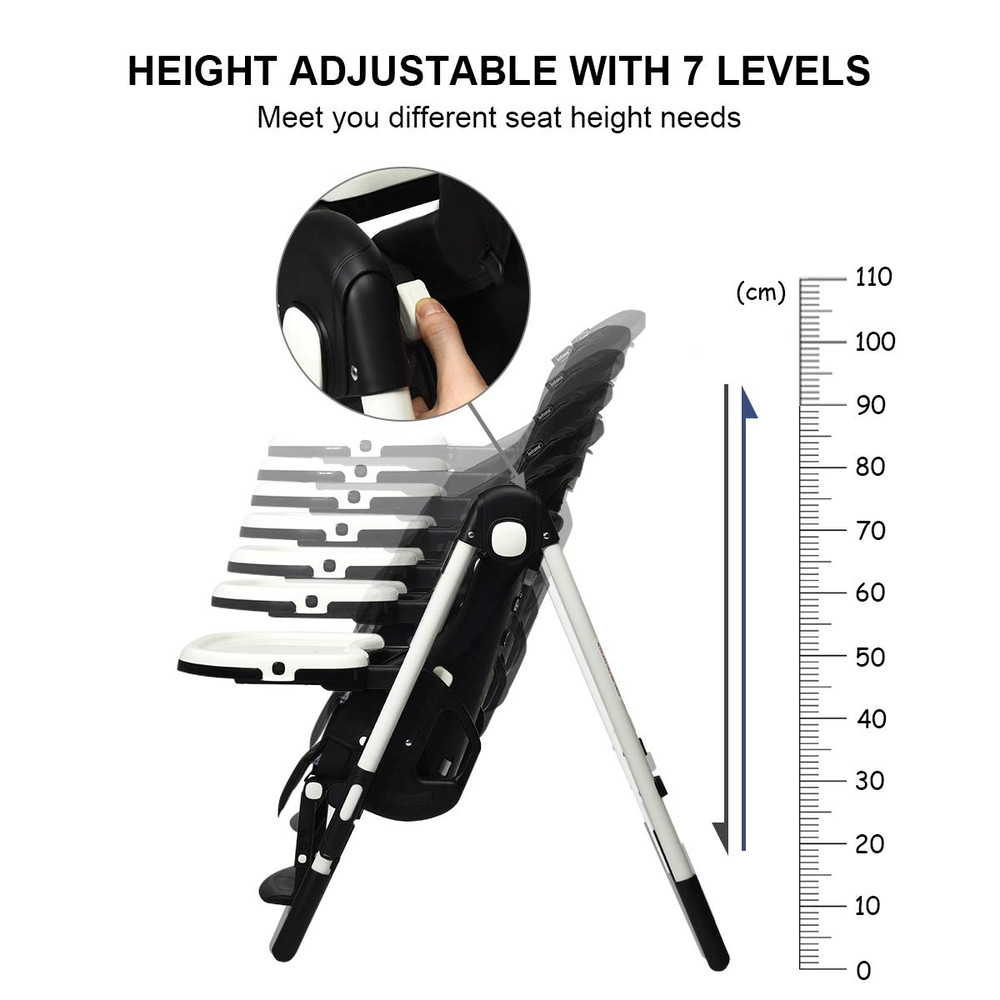 Foldable High Chair with Multiple Adjustable Backrests, Space-Saving & Safe for Babies