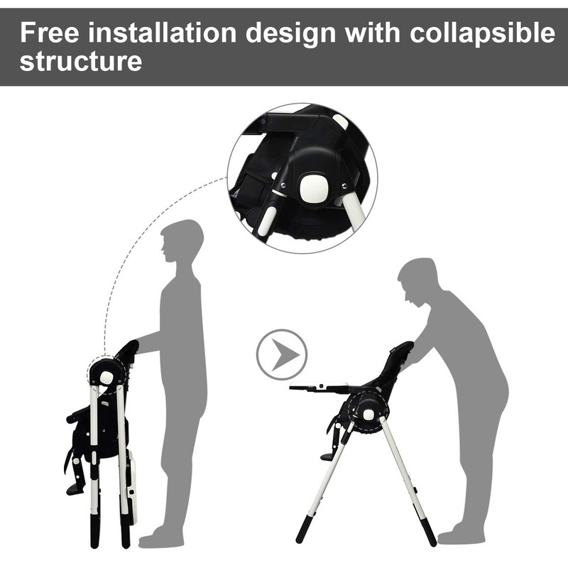 Foldable High Chair with Multiple Adjustable Backrests, Space-Saving & Safe for Babies