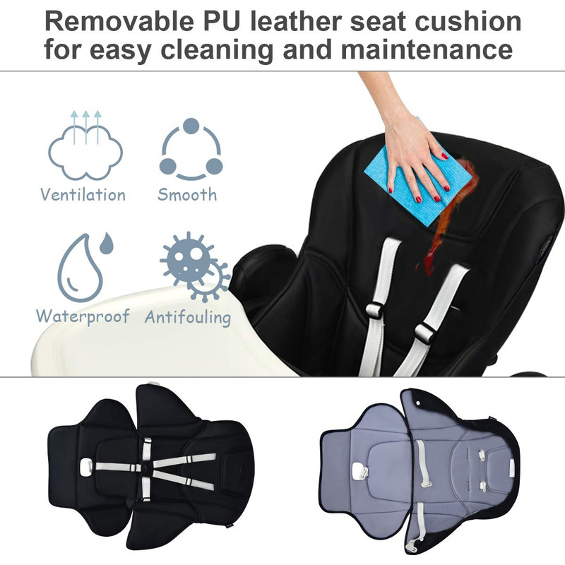 Foldable High Chair with Multiple Adjustable Backrests, Space-Saving & Safe for Babies