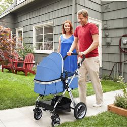 folding aluminum baby stroller & jogger with diaper bag, lightweight & multi-functional