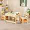 Kids Table and Chairs Set with Storage Boxes, Blackboard & Whiteboard Drawing Table for Toddlers