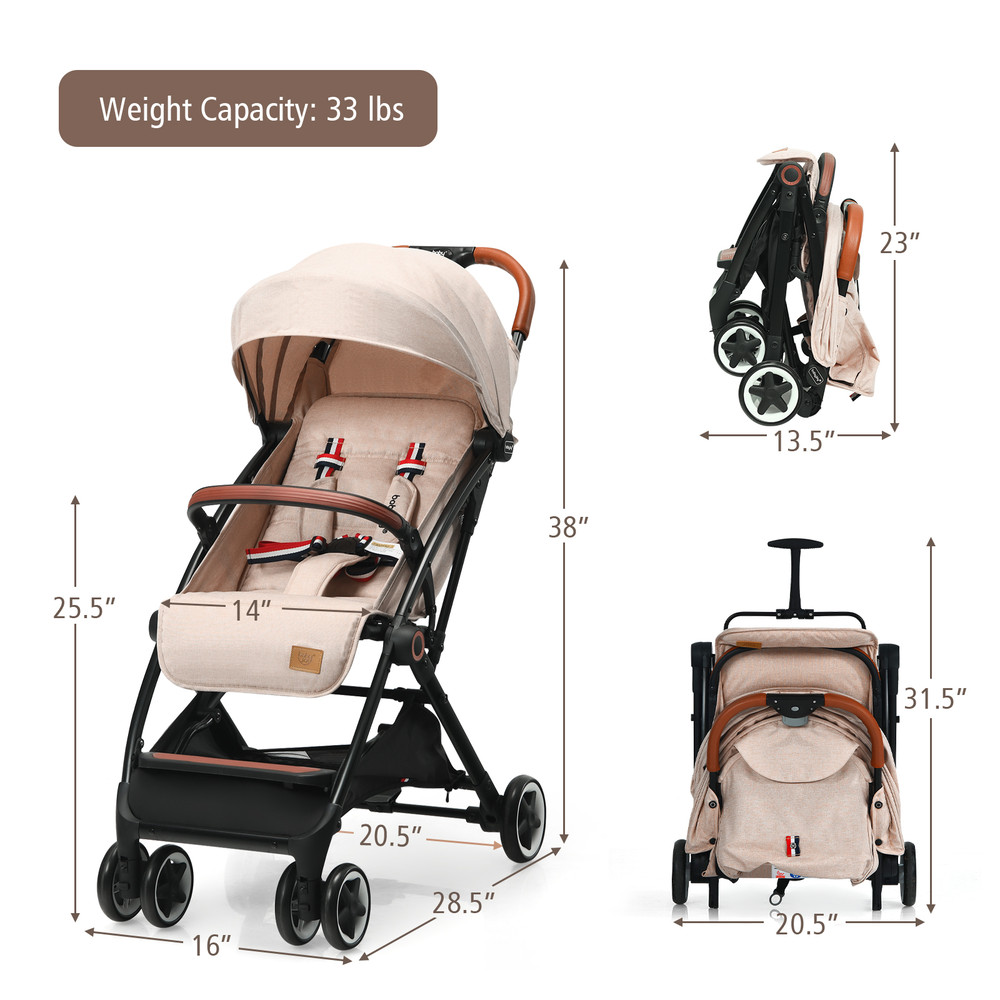 Lightweight Aluminium Frame Baby Stroller with Mosquito Net, Compact & Portable