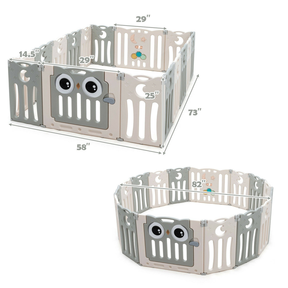16-Panel Baby Activity Center Play Yard with Lock Door, Safe & Adjustable Playpen