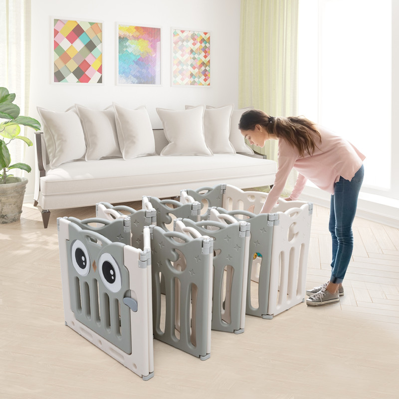 16-Panel Baby Activity Center Play Yard with Lock Door, Safe & Adjustable Playpen