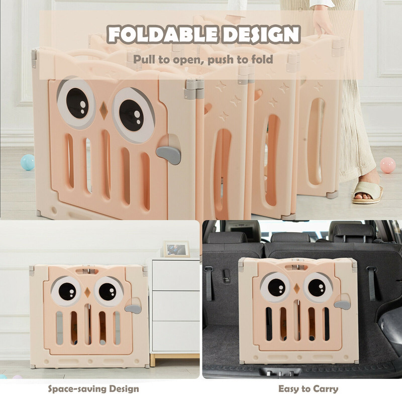 14-Panel Baby Playpen with Lock Door, Foldable Play Yard & Kids Activity Center