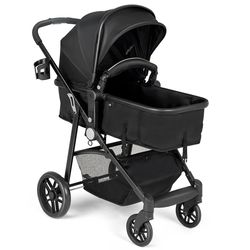 2-in-1 foldable pushchair, newborn to toddler baby stroller