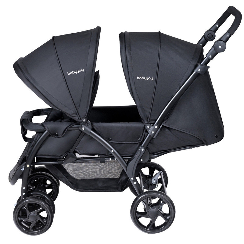 Foldable Lightweight Double Baby Stroller Front & Back Seats for Twins or Siblings