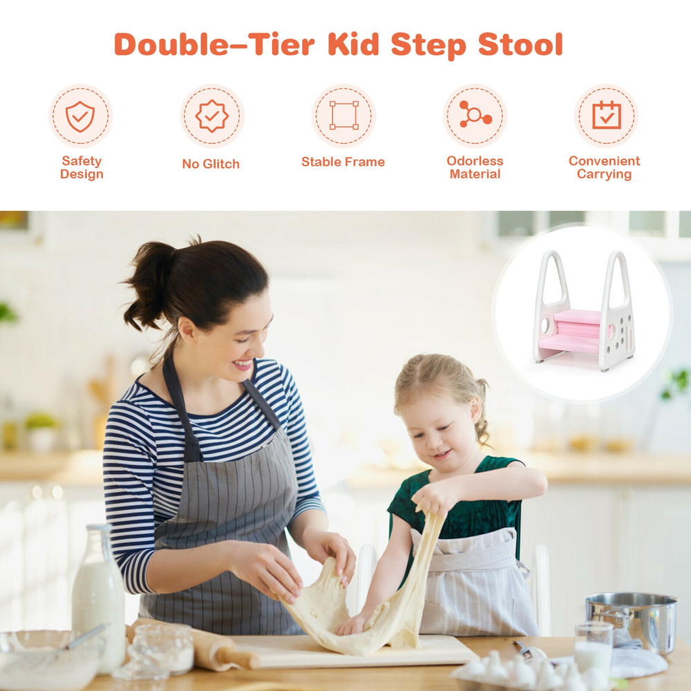 Kids Step Stool with Armrest Learning Helper for Kitchen, Toilet & Potty Training