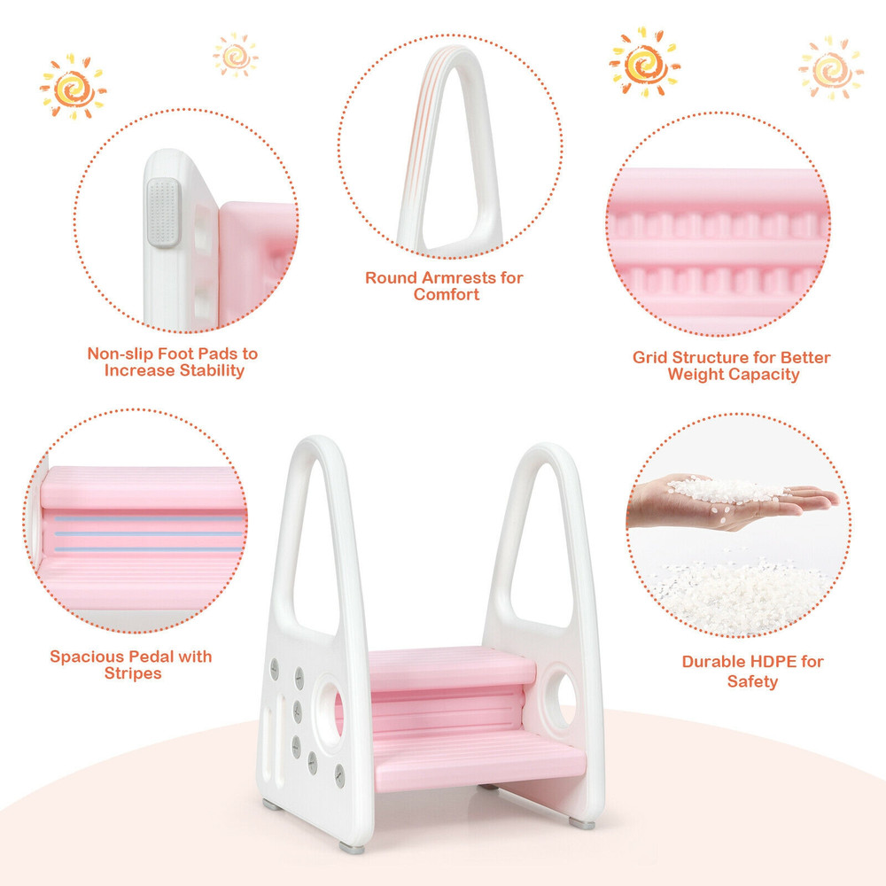 Kids Step Stool with Armrest Learning Helper for Kitchen, Toilet & Potty Training