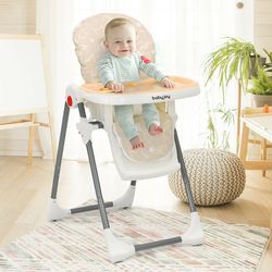 premium folding baby high dining chair with 6-level height adjustment, 3-angle backrest & detachable double-layer tray