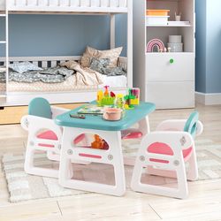 premium kids table and chair set with building blocks, ergonomic hdpe play desk & chair