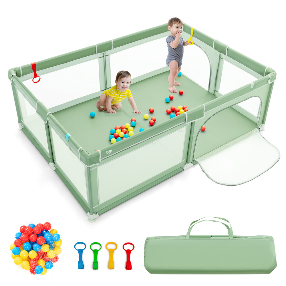 ExtraLarge Safety Baby Fence With 50 Ocean Balls Portable Playpen Learning Area For Infants 7